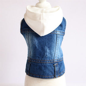 Knitted Jeans Hooded Denim Vest