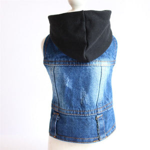 Knitted Jeans Hooded Denim Vest